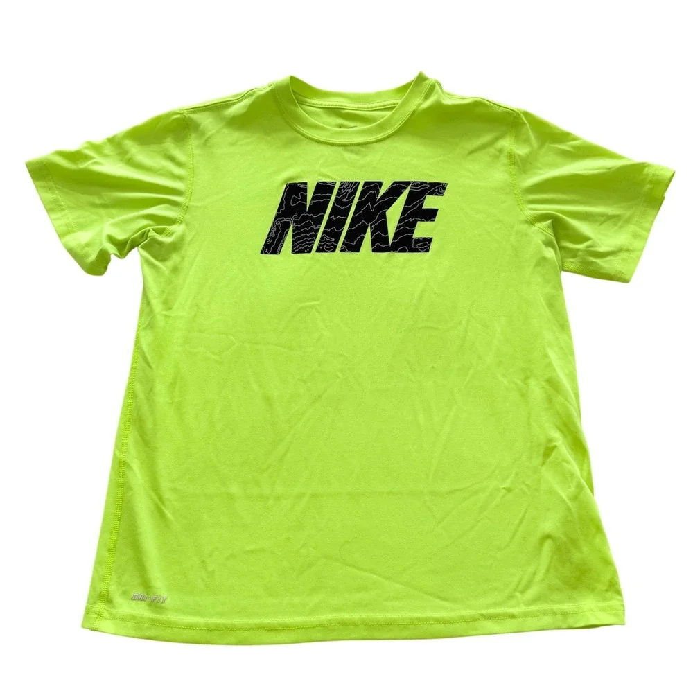 Nike Graphic T-Shirt Lot Kids Medium Green Yellow Just Do It Dri-FIT 3-Pack